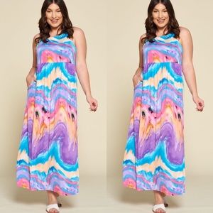 Plus size Purple rainbow maxi